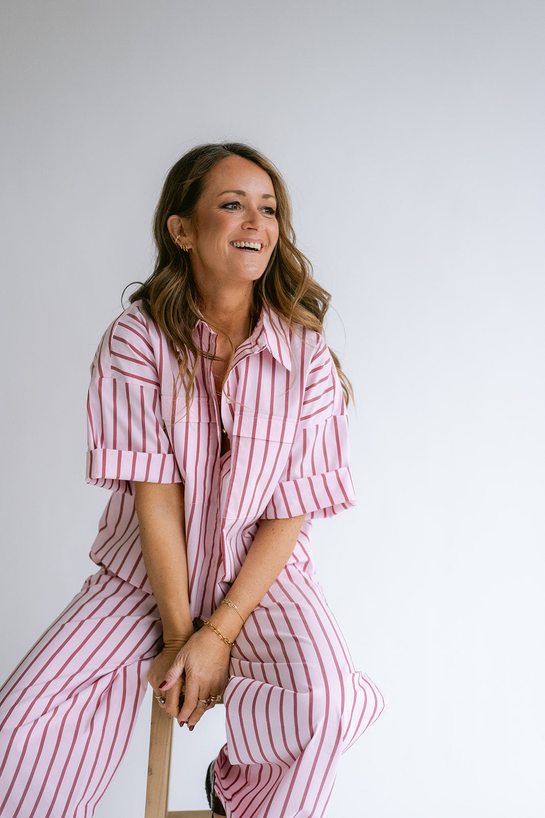 Miro Blouse Pink Bordeaux Stripe