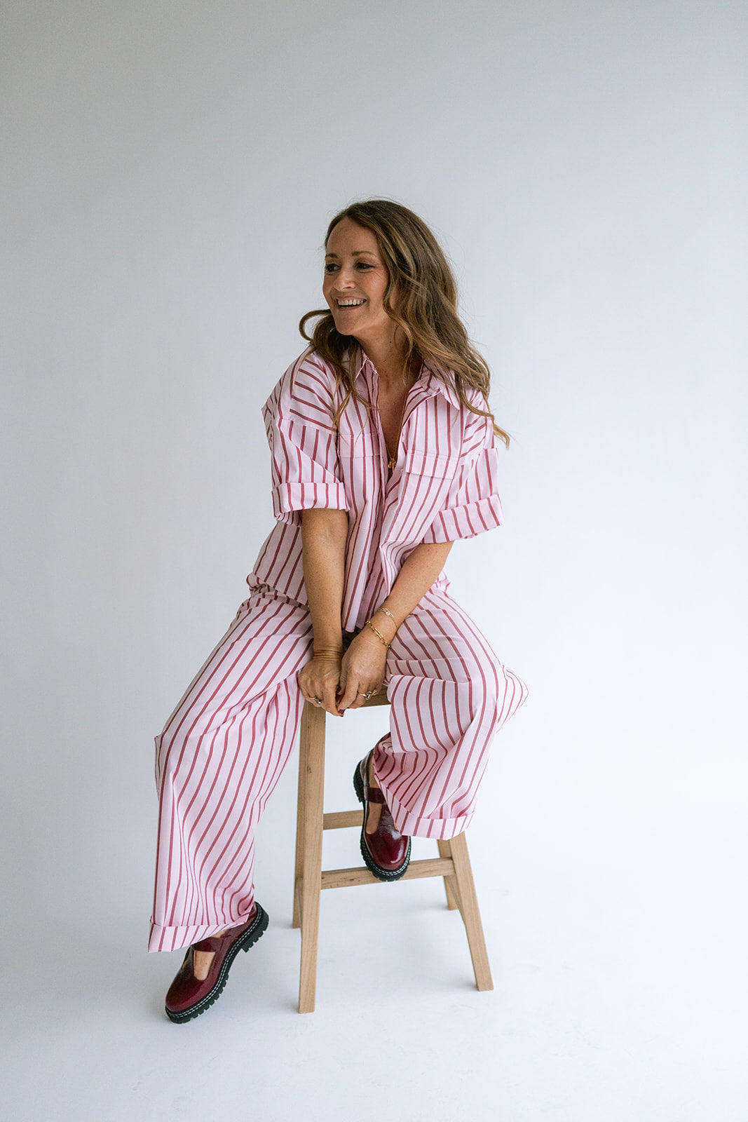 Miro Blouse Pink Bordeaux Stripe
