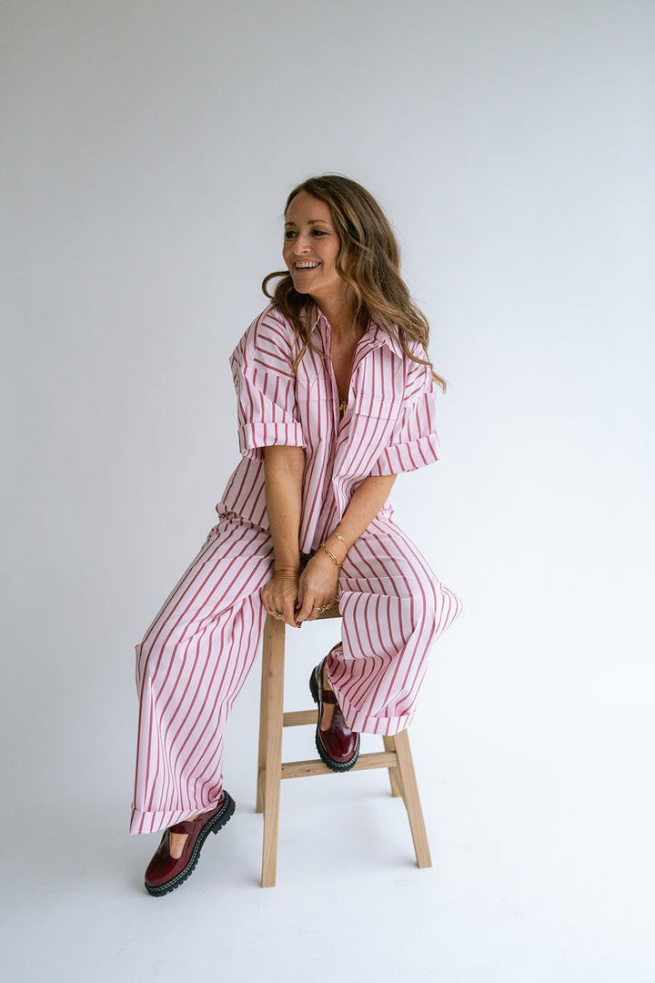 Miro Blouse Pink Bordeaux Stripe