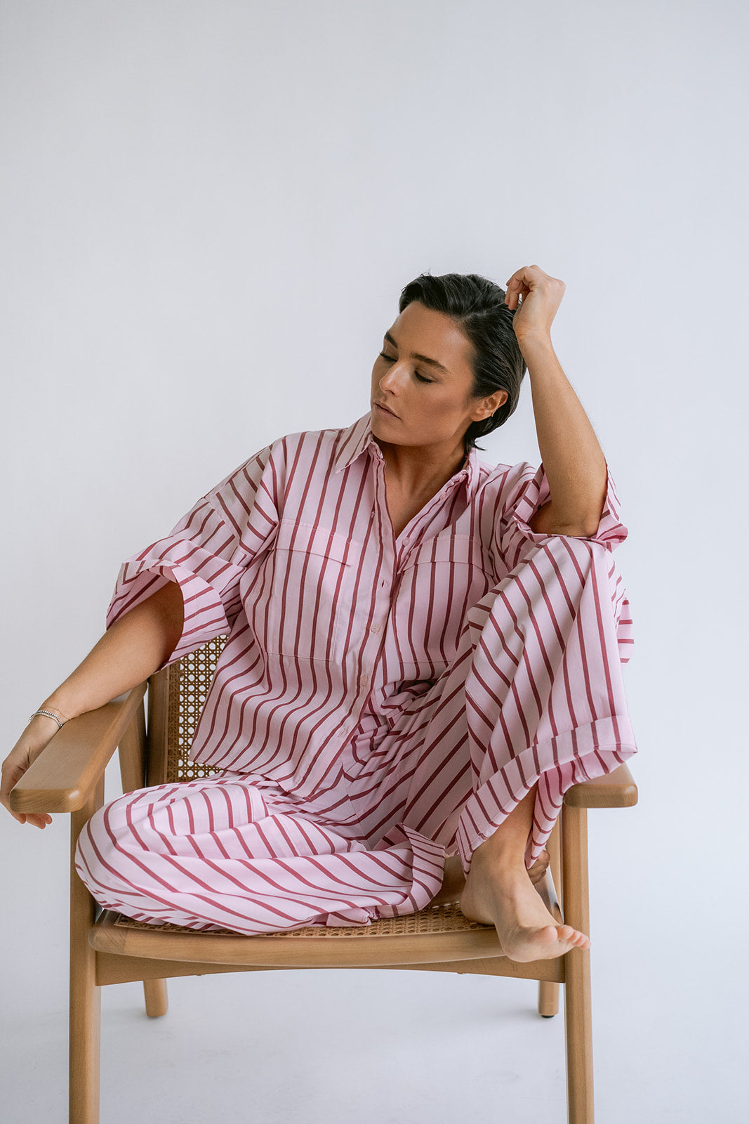 Miro Blouse Pink Bordeaux Stripe