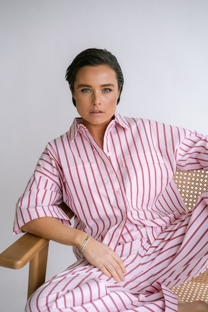 Miro Blouse Pink Bordeaux Stripe