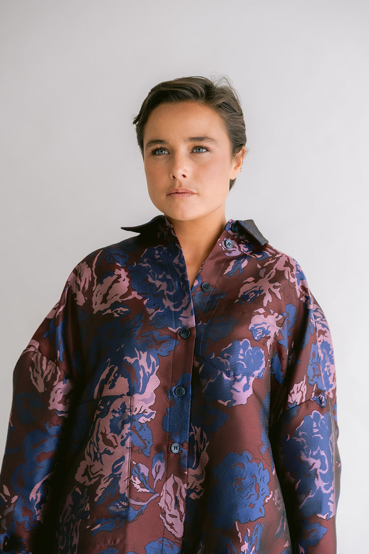 Mon Shacket Bordeaux Flower