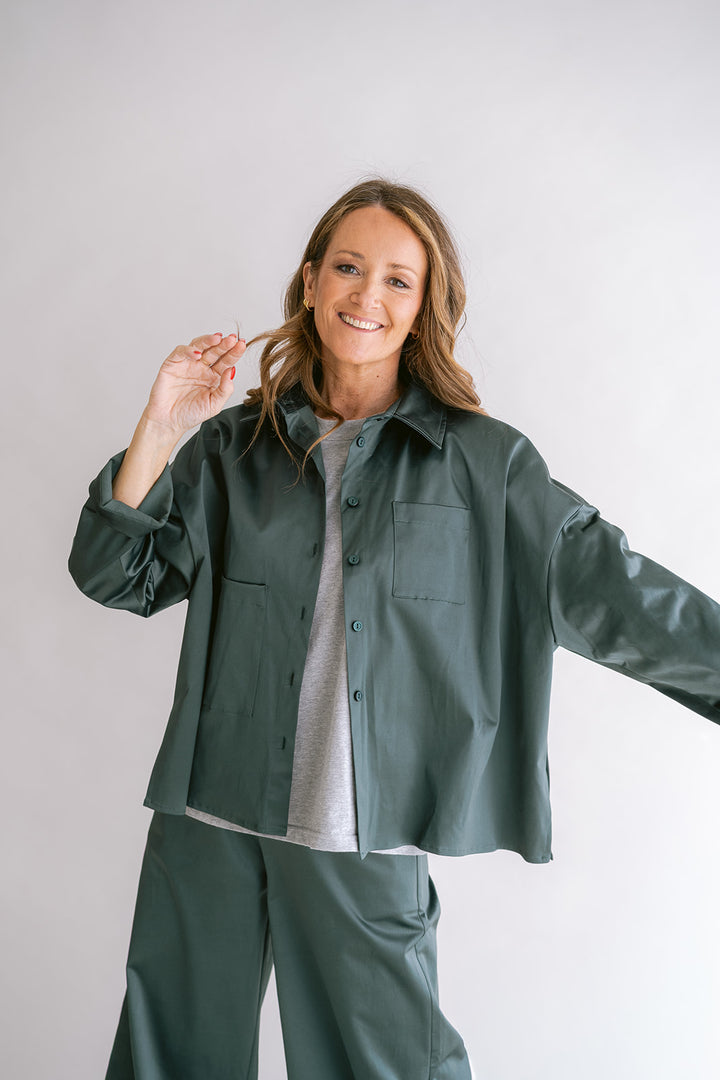 Mon Shacket Satin Sage Green