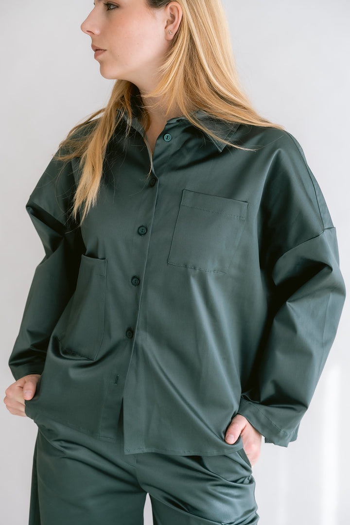 Mon Shacket Satin Sage Green
