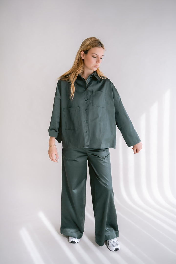Mon Shacket Satin Sage Green