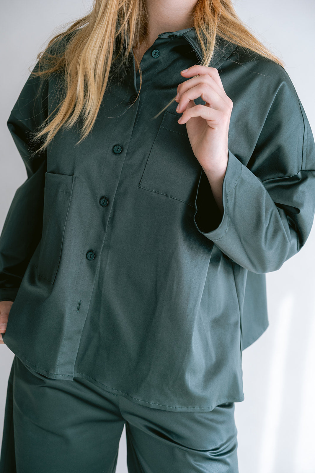 Mon Shacket Satin Sage Green