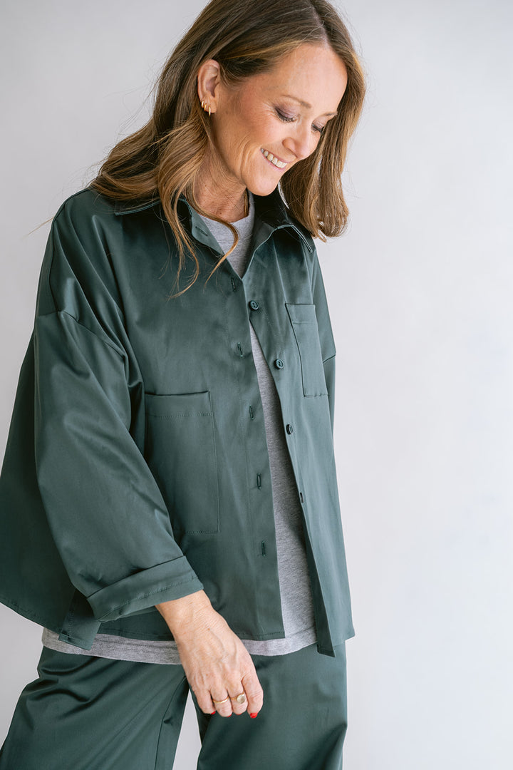 Mon Shacket Satin Sage Green
