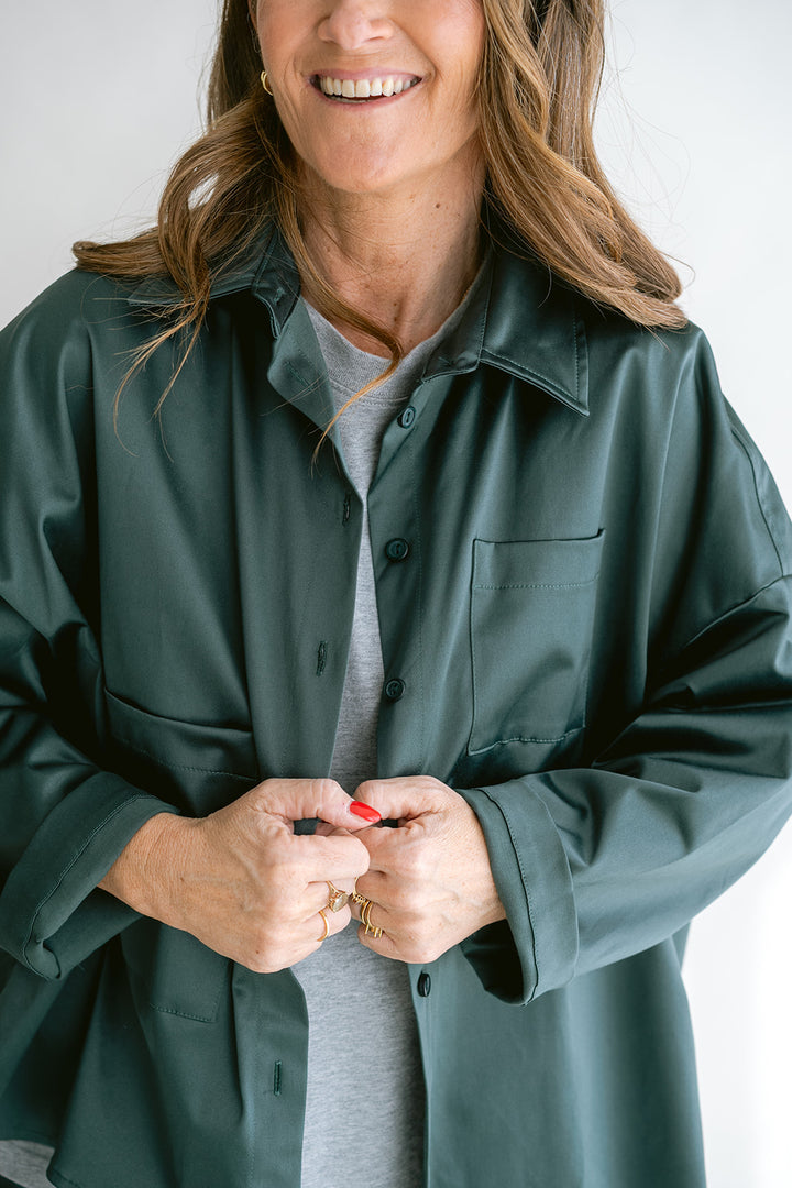 Mon Shacket Satin Sage Green