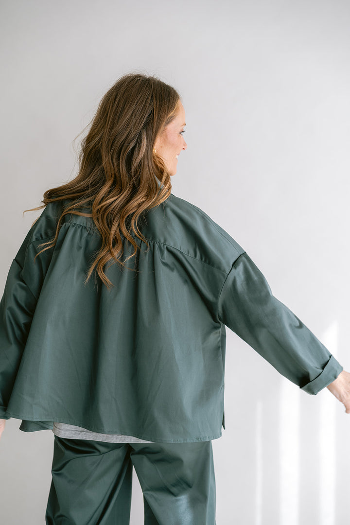 Mon Shacket Satin Sage Green