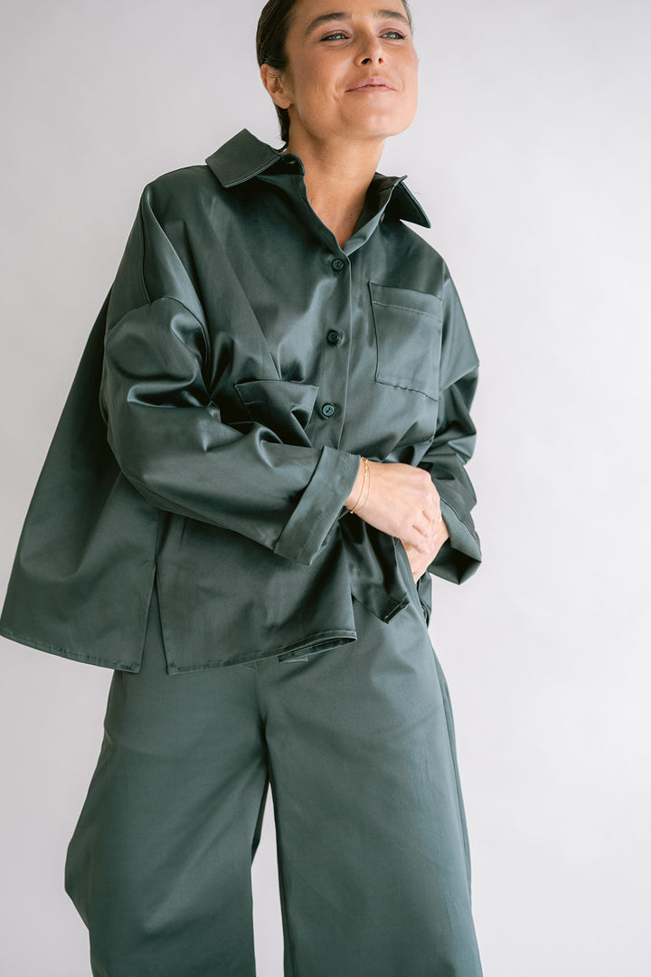 Mon Shacket Satin Sage Green