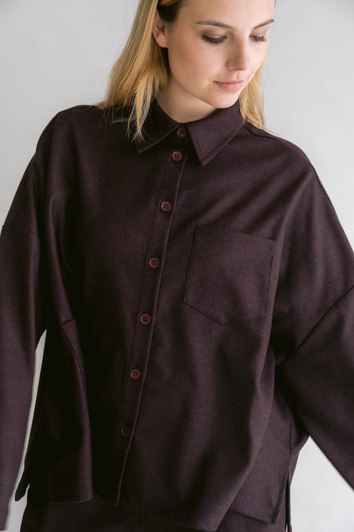 Mon Shacket Solid Bordeaux
