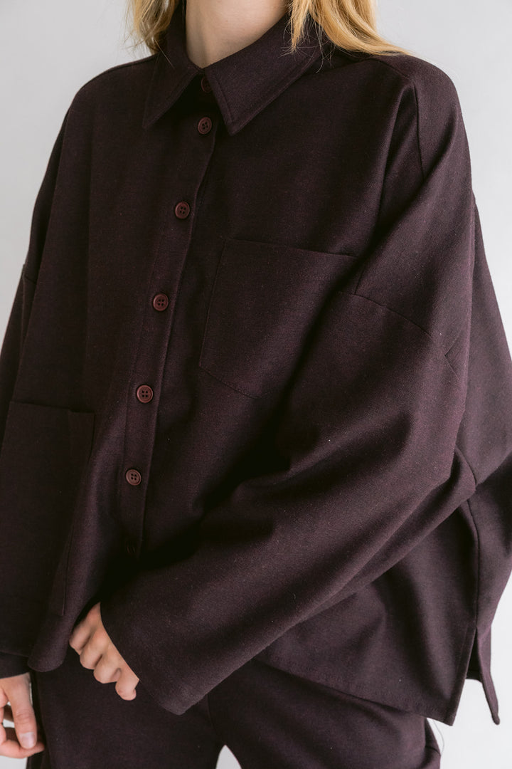 Mon Shacket Solid Bordeaux