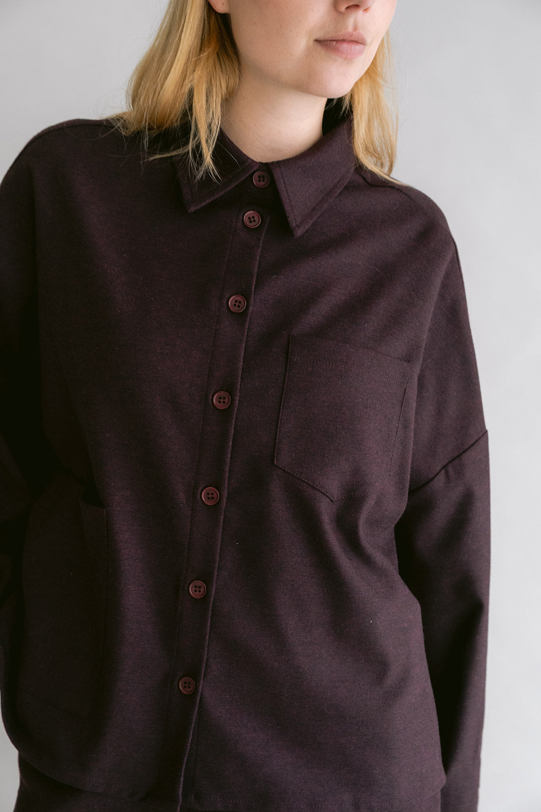 Mon Shacket Solid Bordeaux