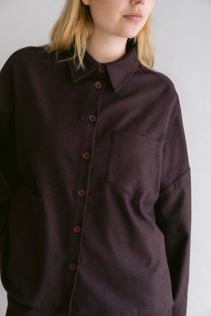 Mon Shacket Solid Bordeaux