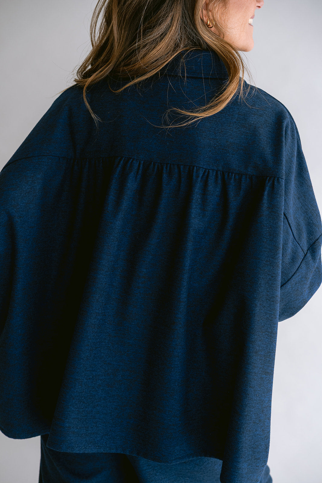 Mon Shacket Solid Navy