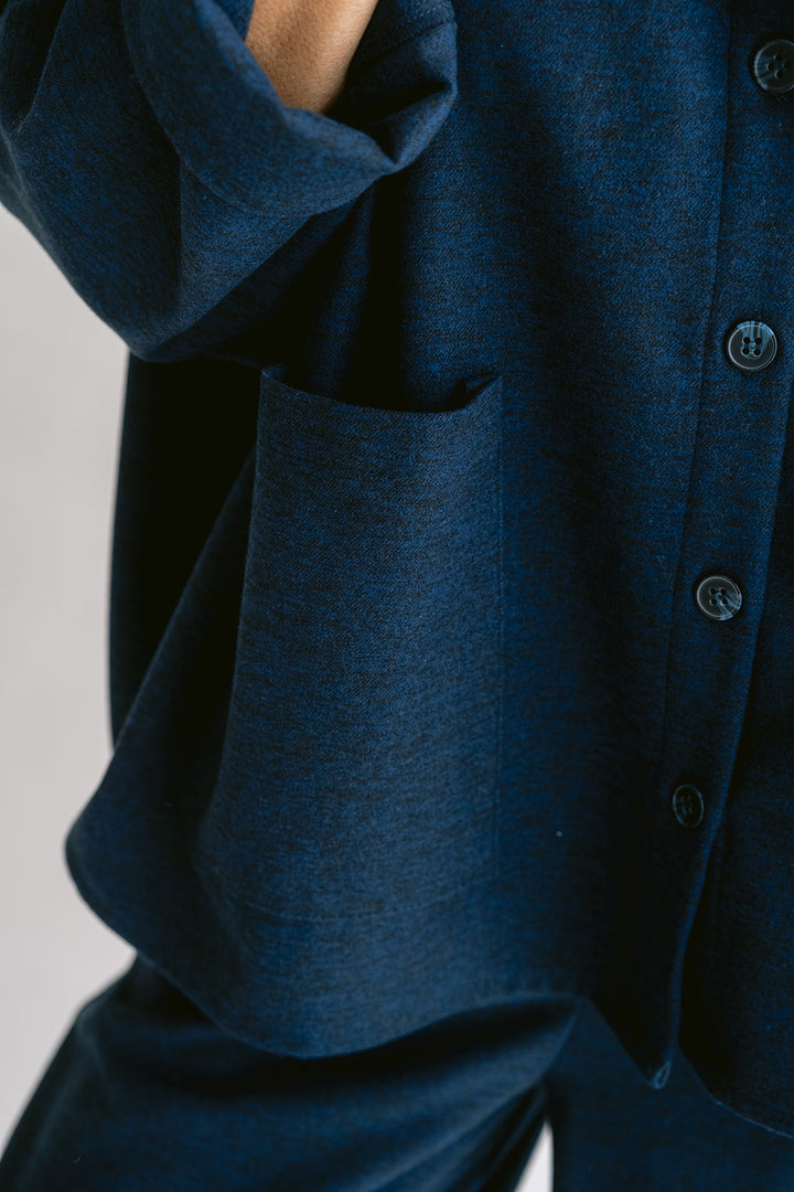 Mon Shacket Solid Navy