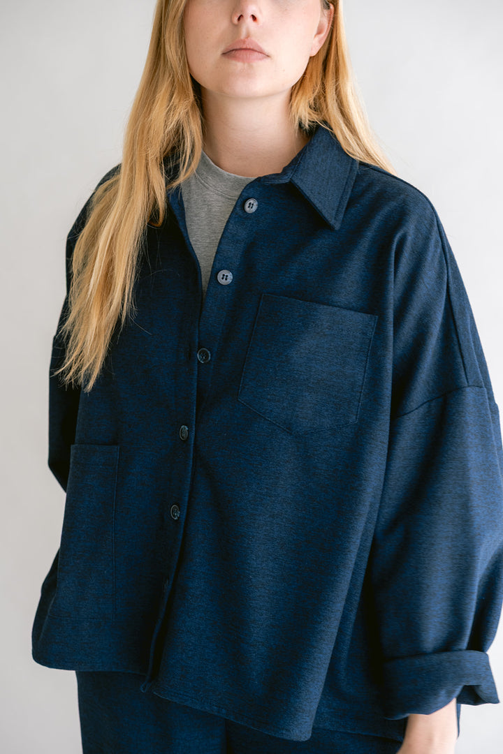 Mon Shacket Solid Navy