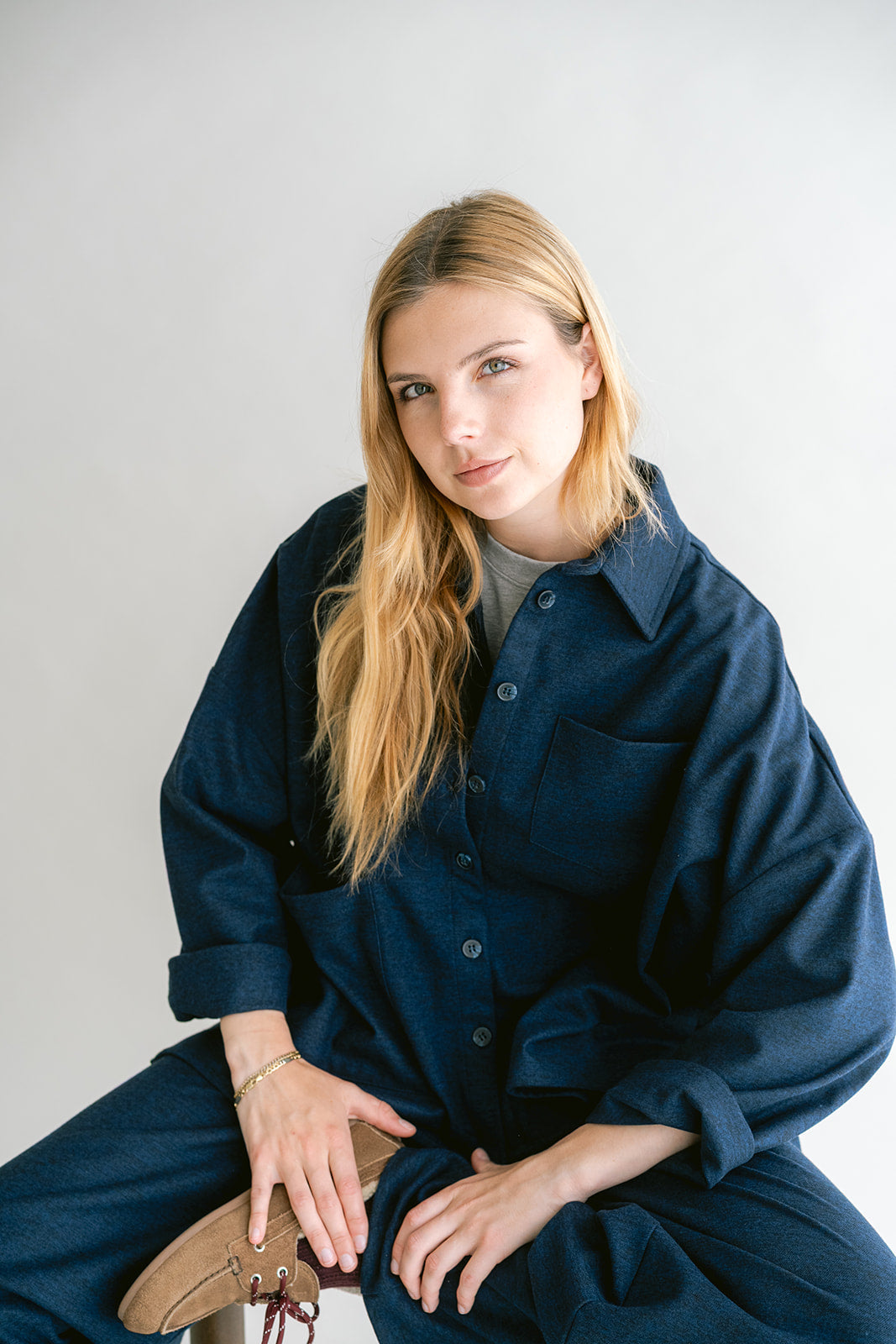 Mon Shacket Solid Navy