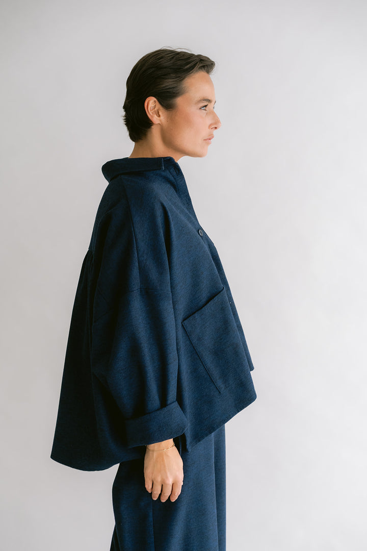 Mon Shacket Solid Navy