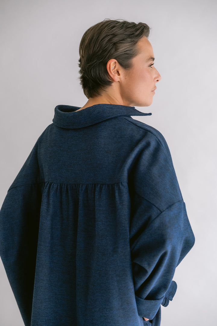 Mon Shacket Solid Navy