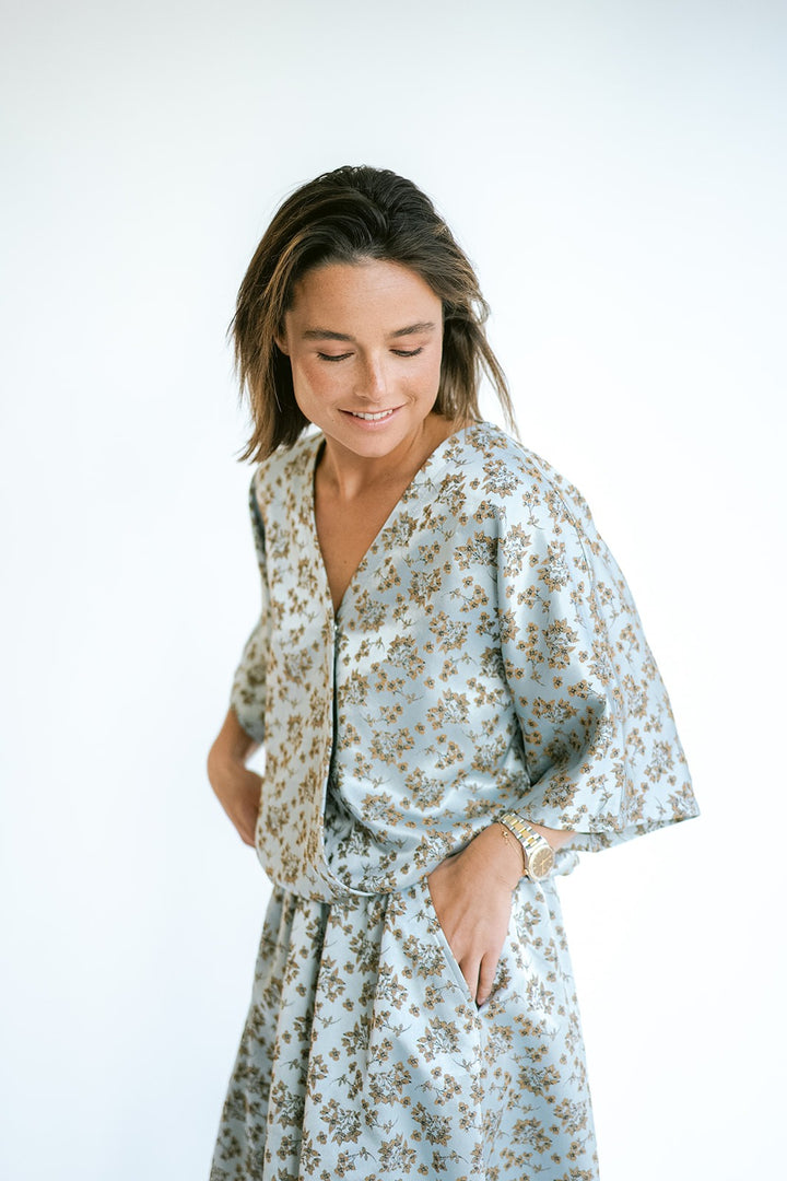 Mona Blouse Ice Blue Flower