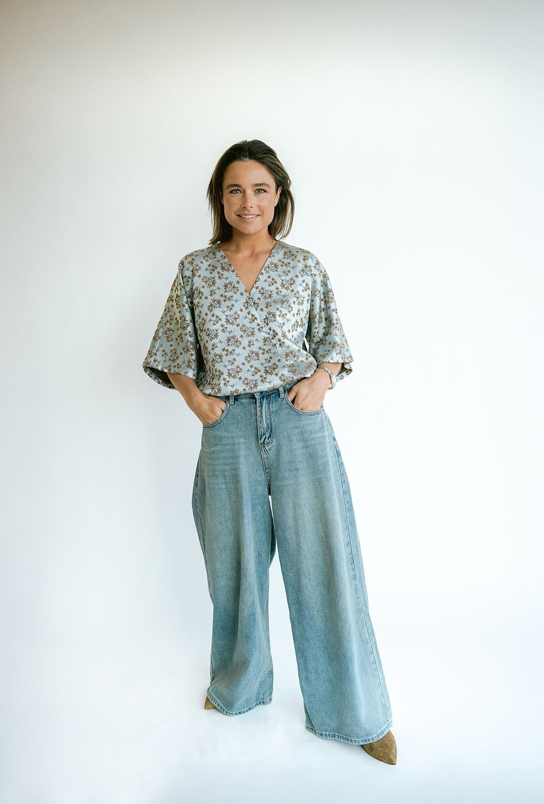 Mona Blouse Ice Blue Flower