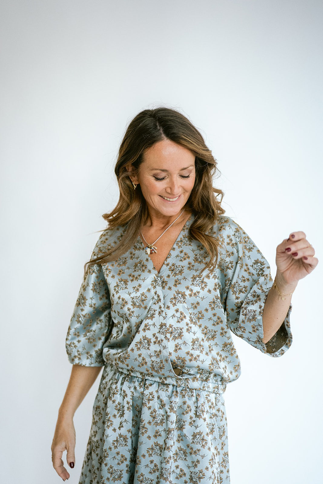 Mona Blouse Ice Blue Flower