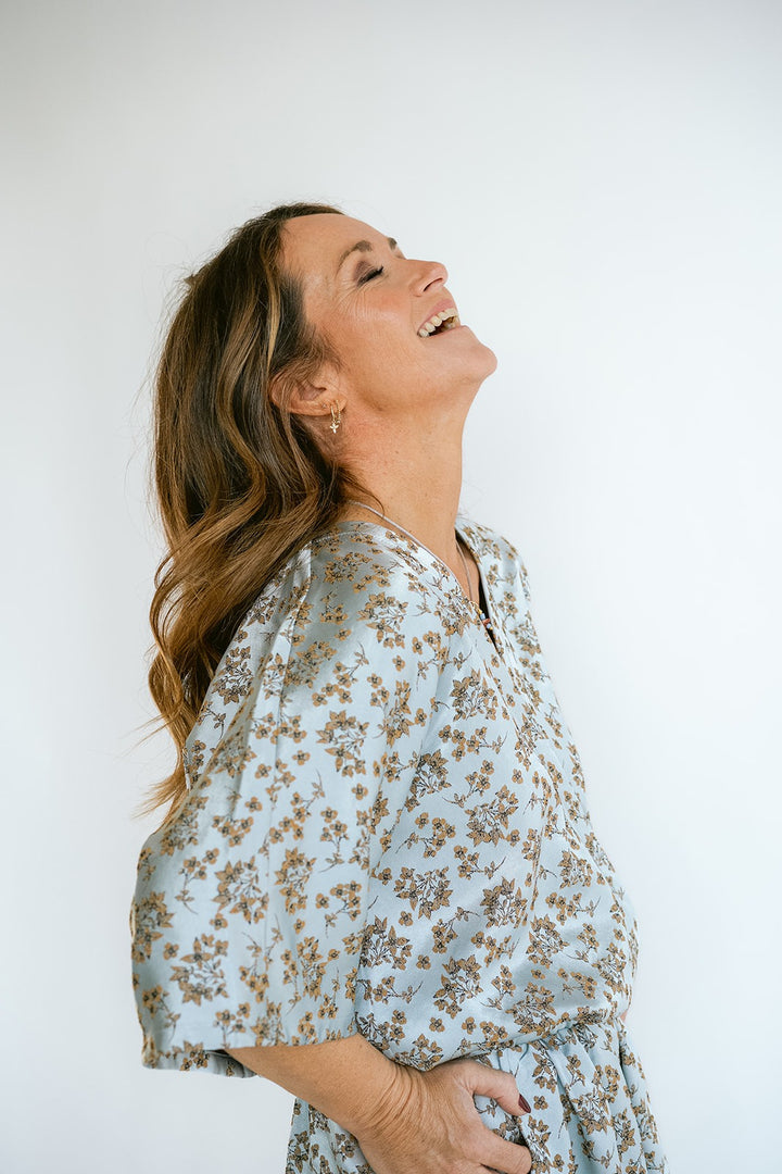 Mona Blouse Ice Blue Flower