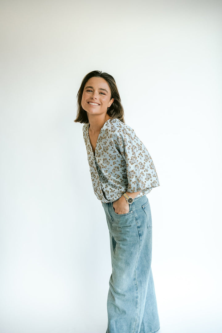 Mona Blouse Ice Blue Flower