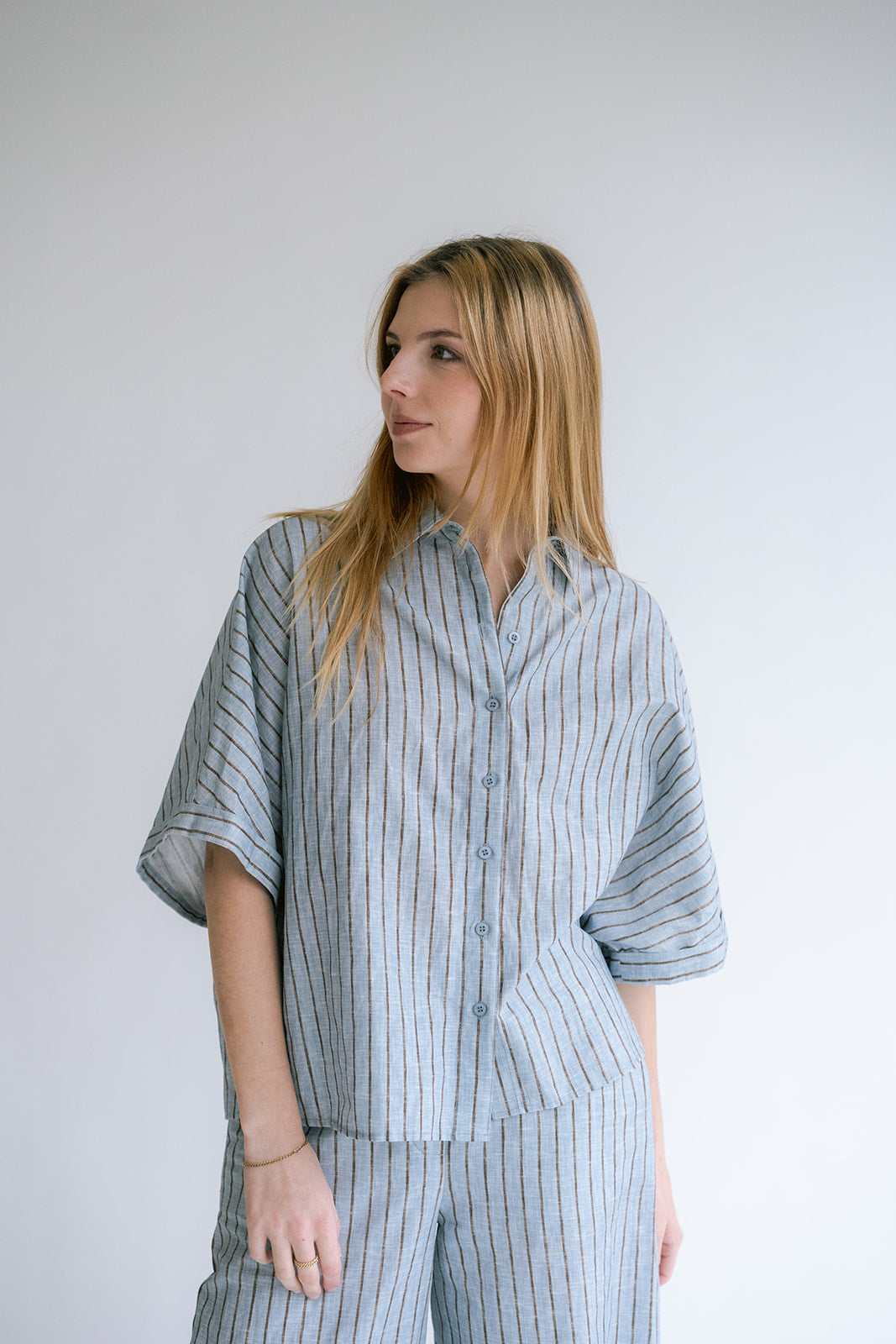 Morris Blouse Blue Linen
