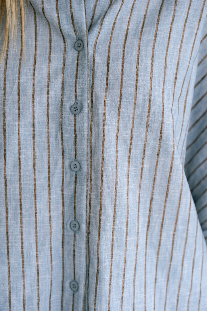 Morris Blouse Blue Linen