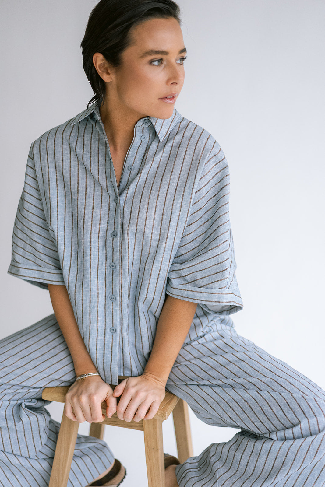 Morris Blouse Blue Linen