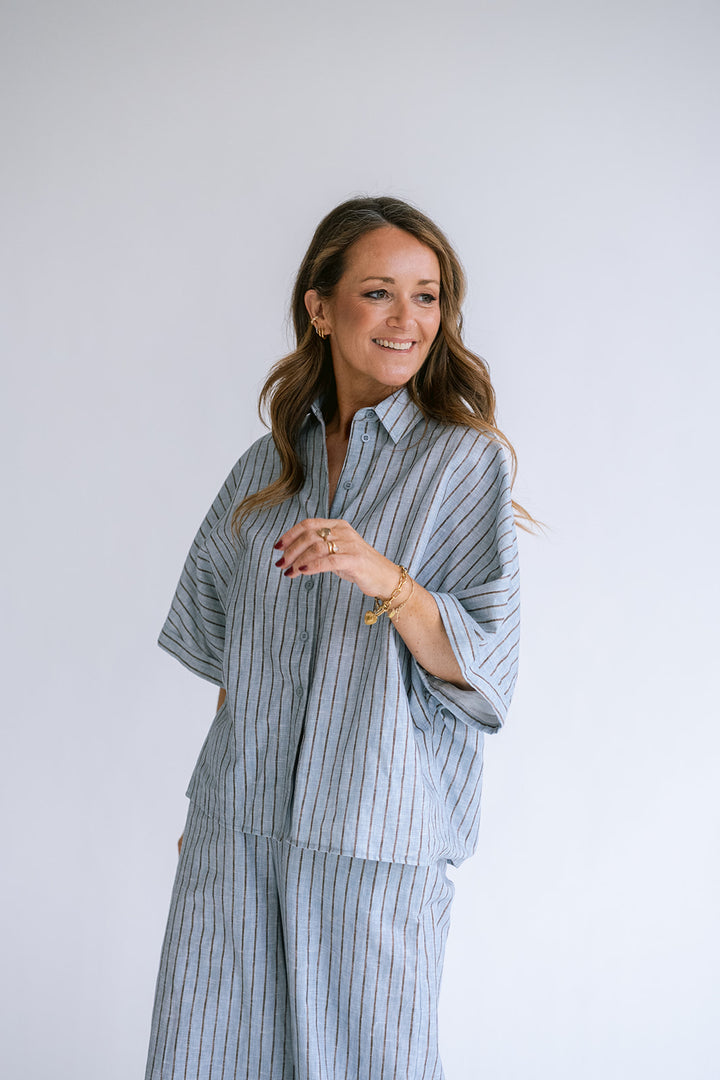 Morris Blouse Blue Linen