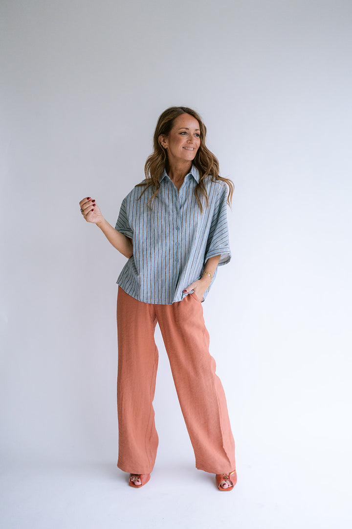Morris Blouse Blue Linen