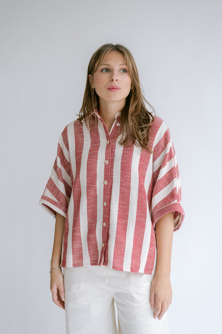 Morris Blouse Bold Red Stripe
