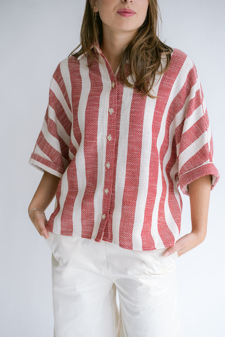 Morris Blouse Bold Red Stripe