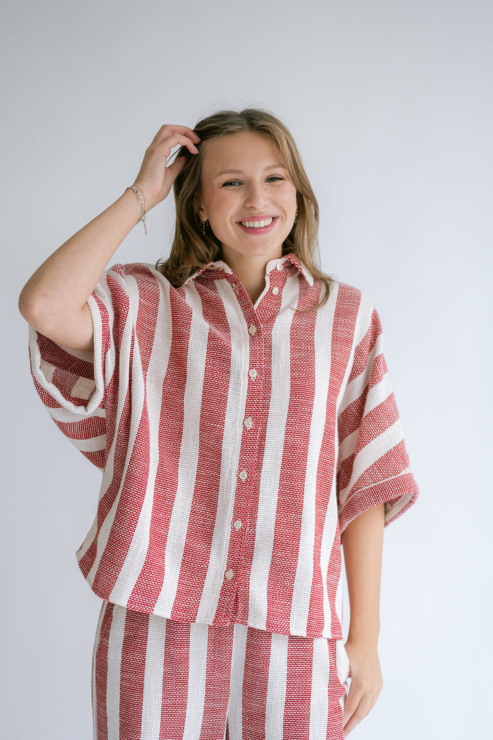 Morris Blouse Bold Red Stripe