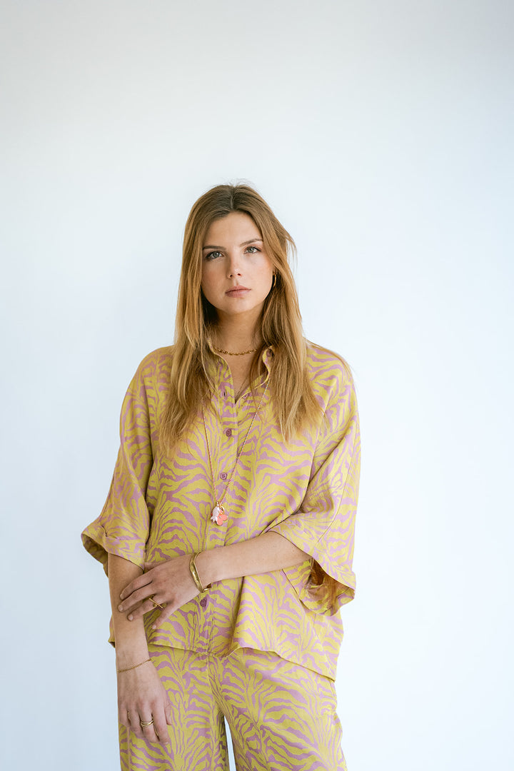 Morris Blouse Palm Pink Yellow