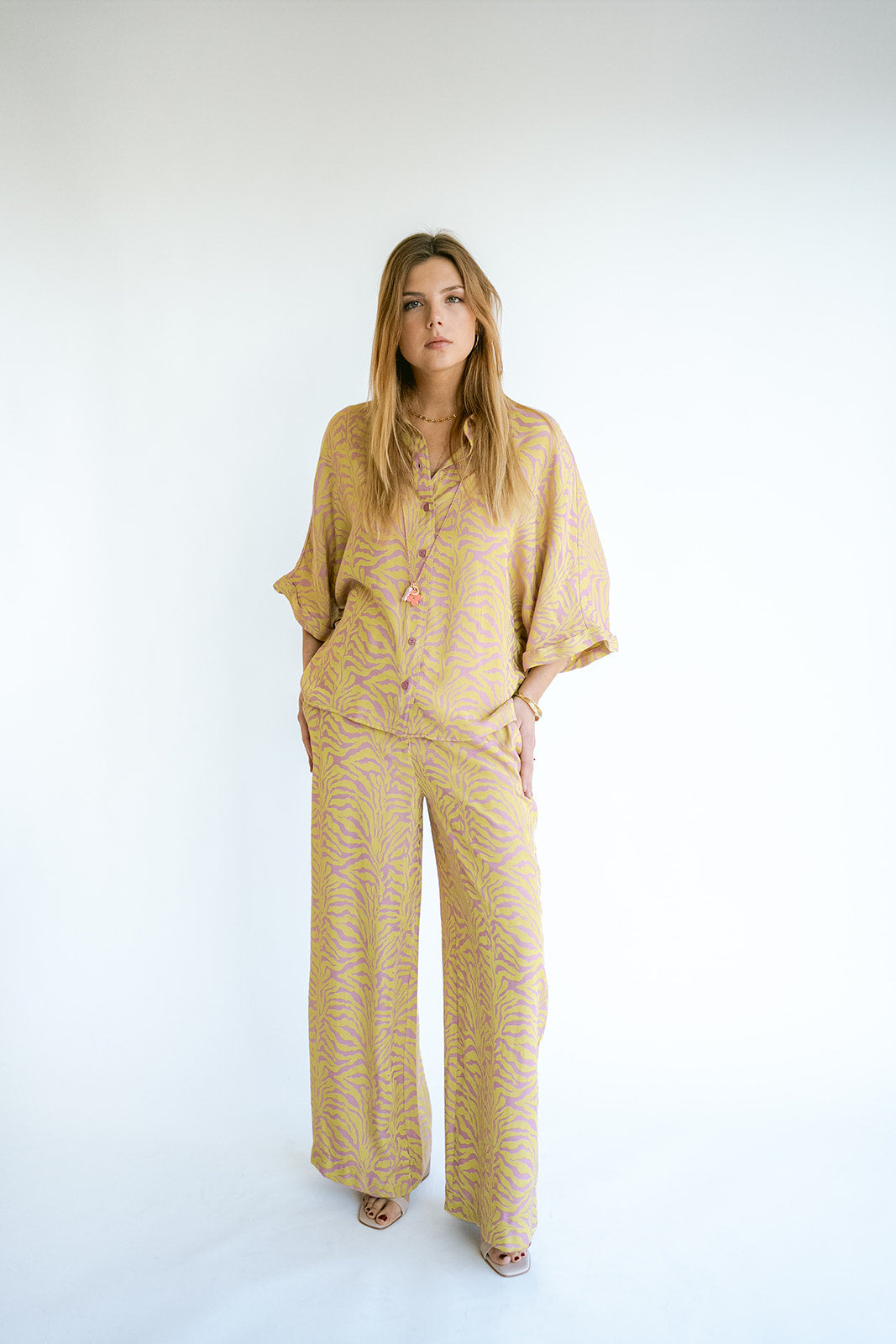 Morris Blouse Palm Pink Yellow