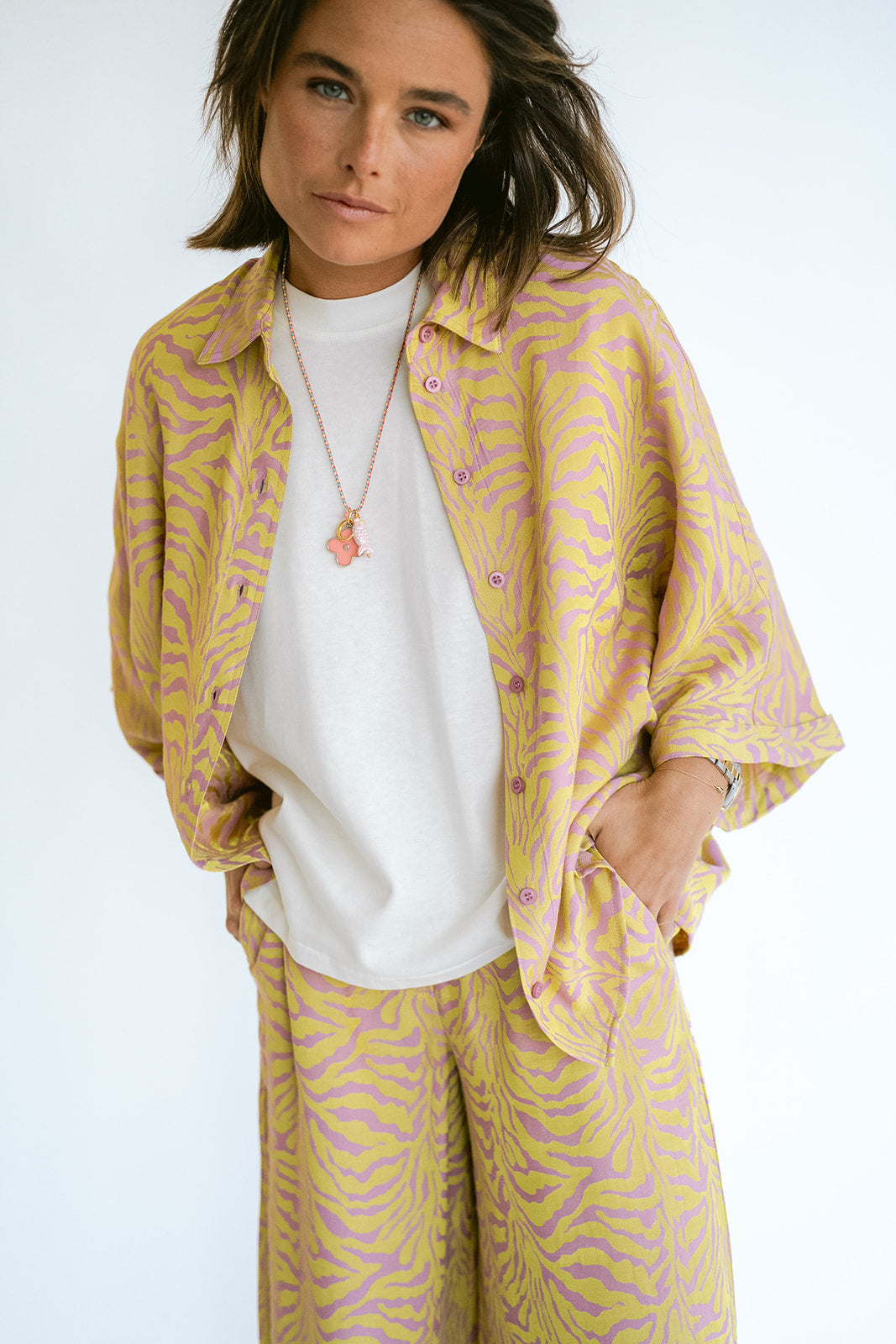 Morris Blouse Palm Pink Yellow