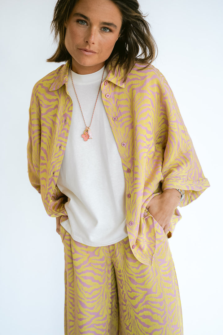 Morris Blouse Palm Pink Yellow