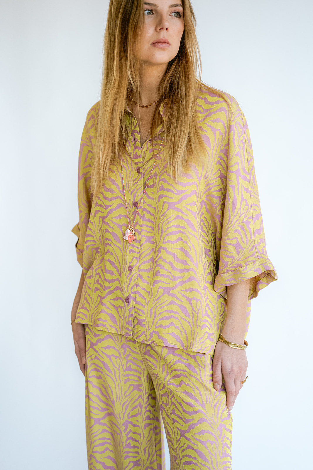 Morris Blouse Palm Pink Yellow