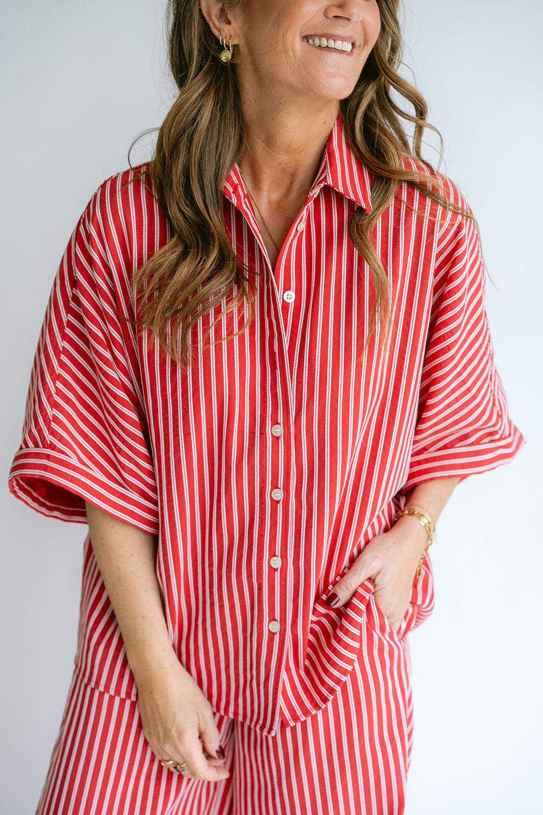 Morris Blouse Red Stripe