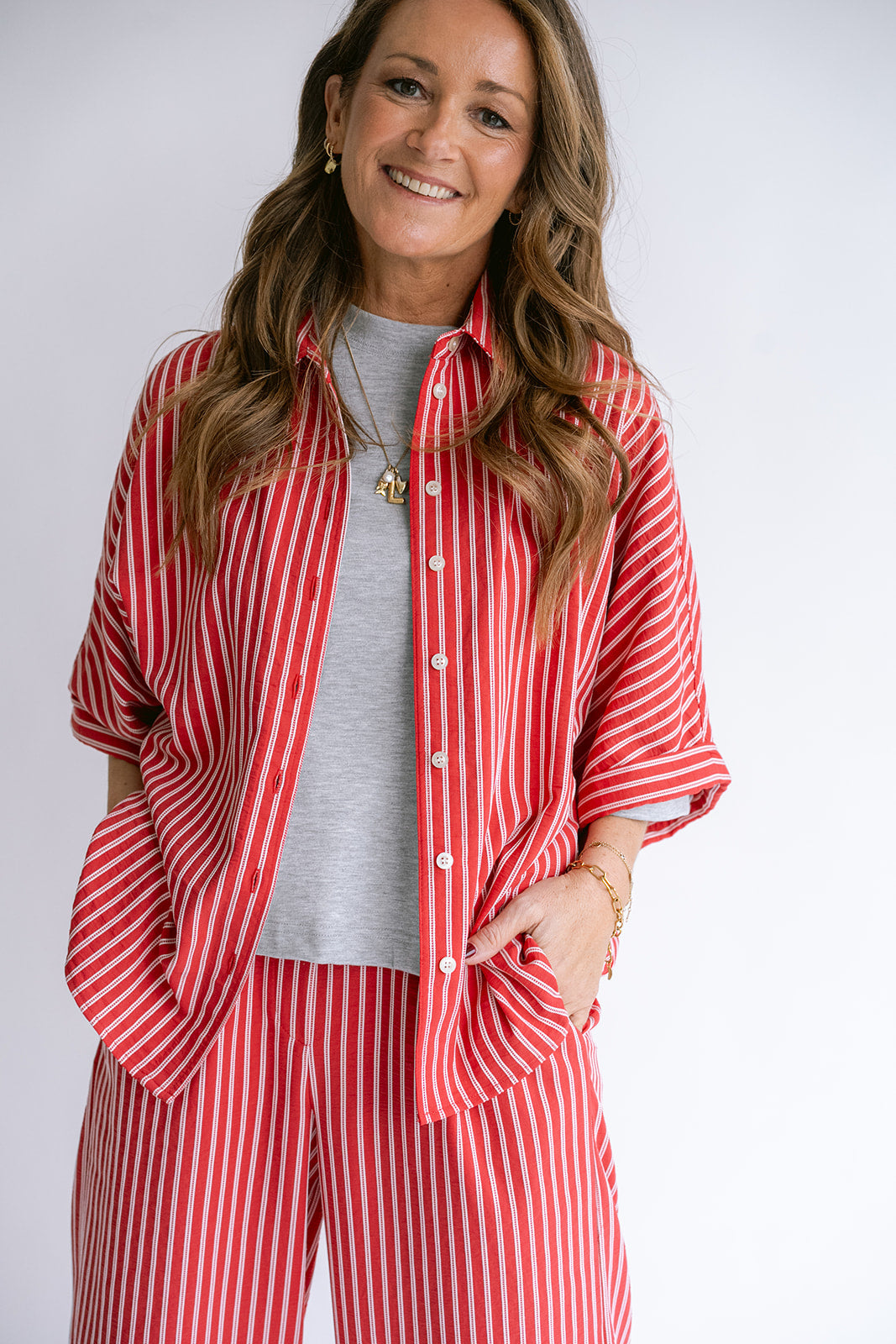 Morris Blouse Red Stripe