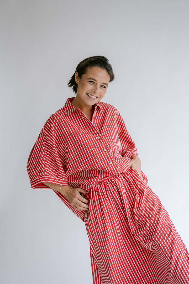 Morris Blouse Red Stripe
