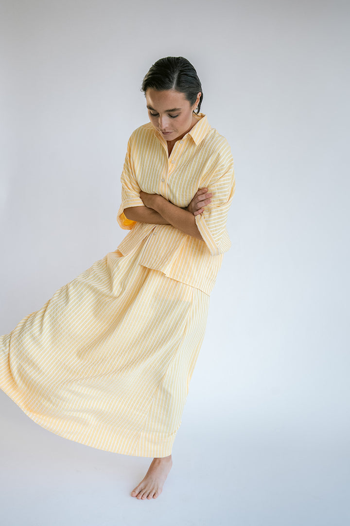 Morris Blouse Yellow White Stripe