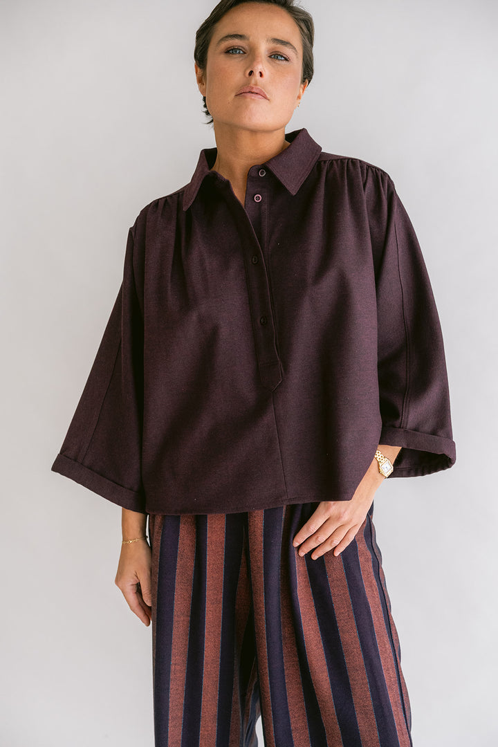 New Maya Blouse Solid Bordeaux