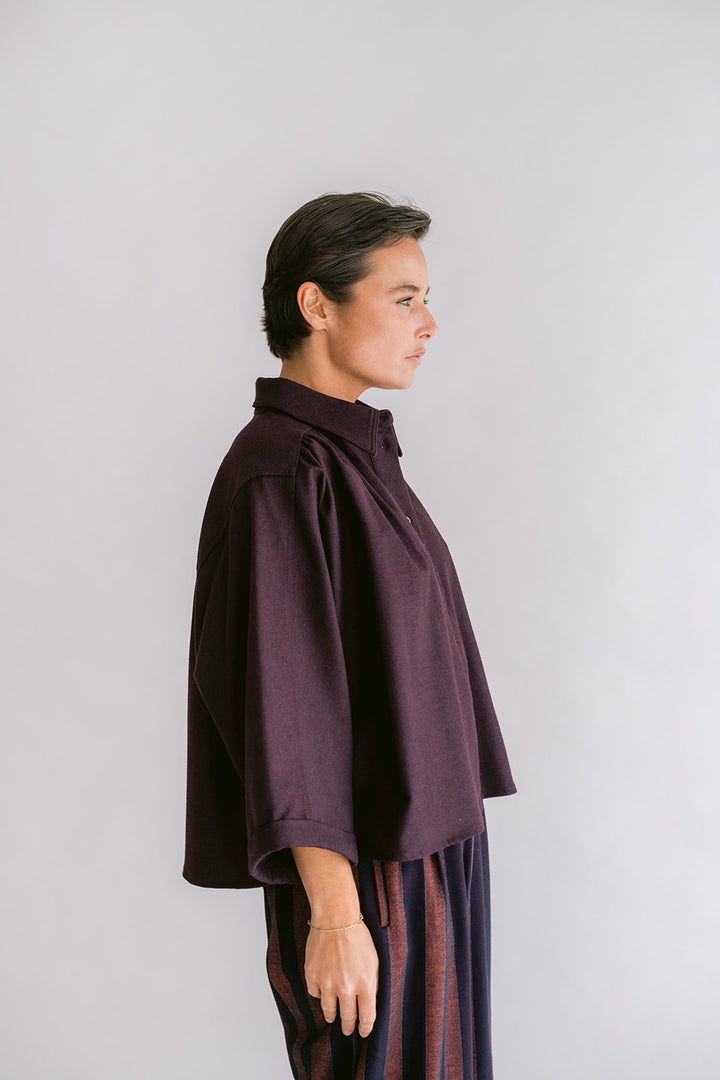 New Maya Blouse Solid Bordeaux