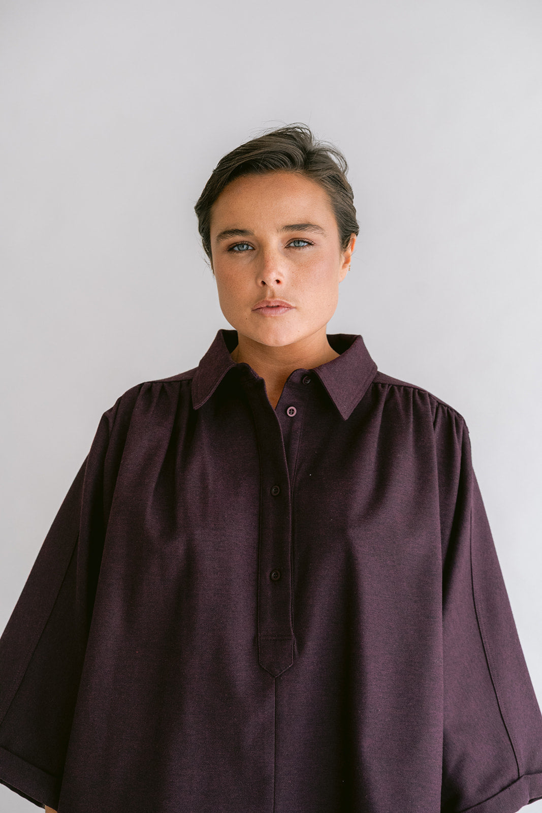 New Maya Blouse Solid Bordeaux