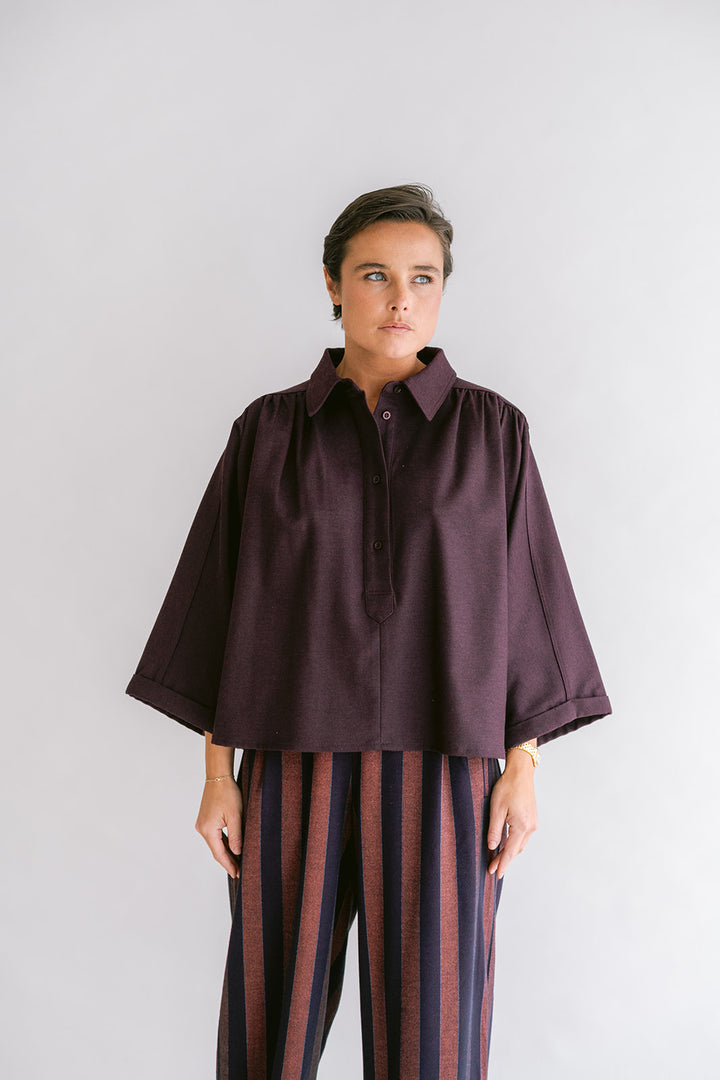 New Maya Blouse Solid Bordeaux